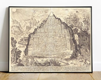 The Emerald Tablet or Tabula Smaragdina Hermetic Writings Vintage Alchemy Illustration from 17th Century Printable Esoteric Art.