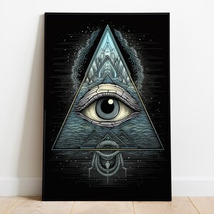 Eye of Providence Print: Mystical Symbol Printable Wall Art, All-Seeing Eye Poster, Spiritual Decor, Illuminati Art, Conspiracy Theory Print