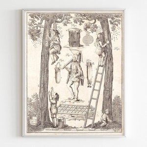 Vintage Beekeeping Techniques, Hand Drawn Vintage Illustration of Apiculture and Natural Bee Hives, Antique Apiary Decor, Beekeeper Gift