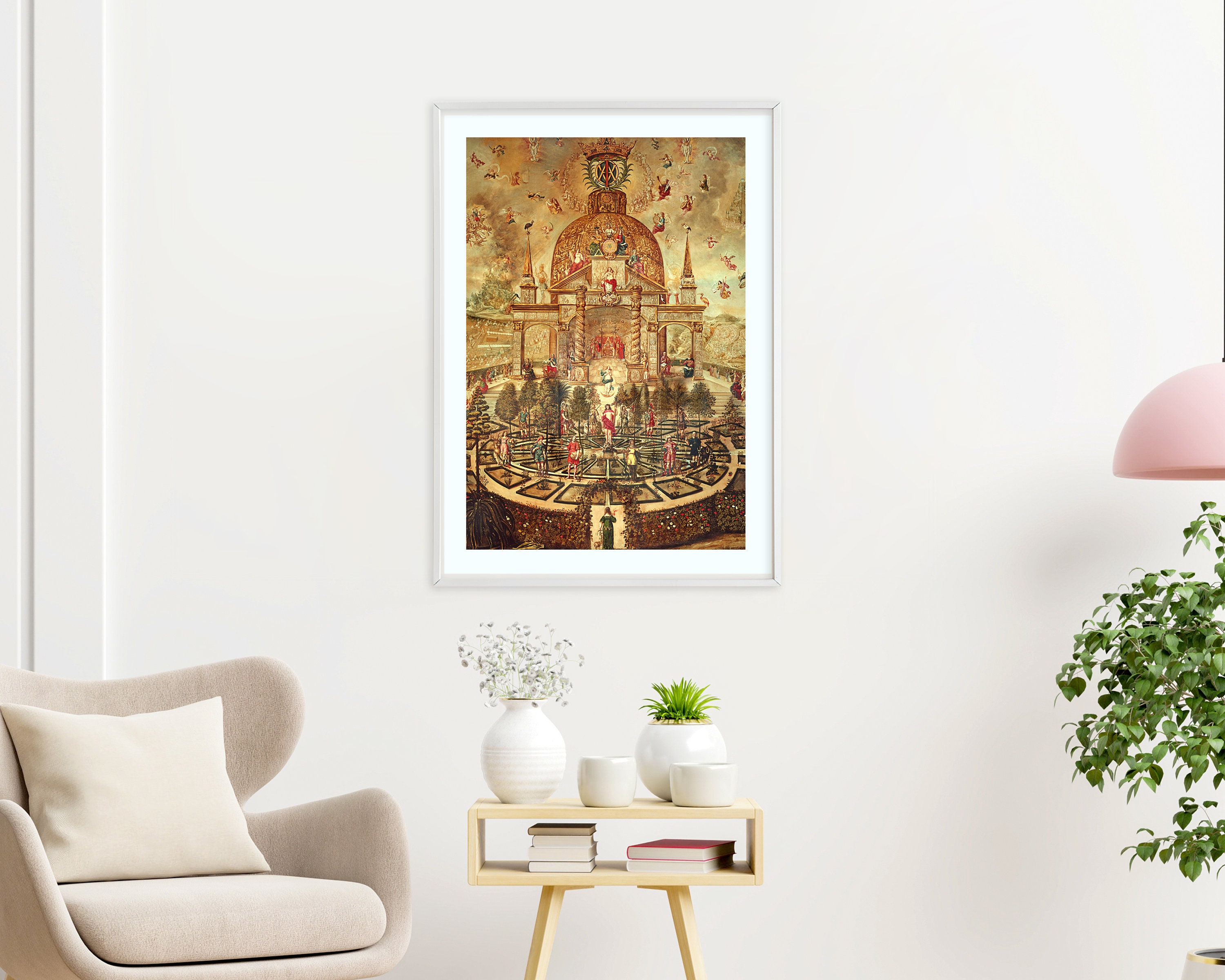 Kabbalistic Teaching Chart. 17th Century Vintage Kabbalah Painting. Art