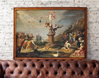Goddess Fortuna Bestowing her Gifts, Painting ca 1645, Goddess of Abundance, Faith and Fortune. Vintage Printable Art, Digital Wall Art.