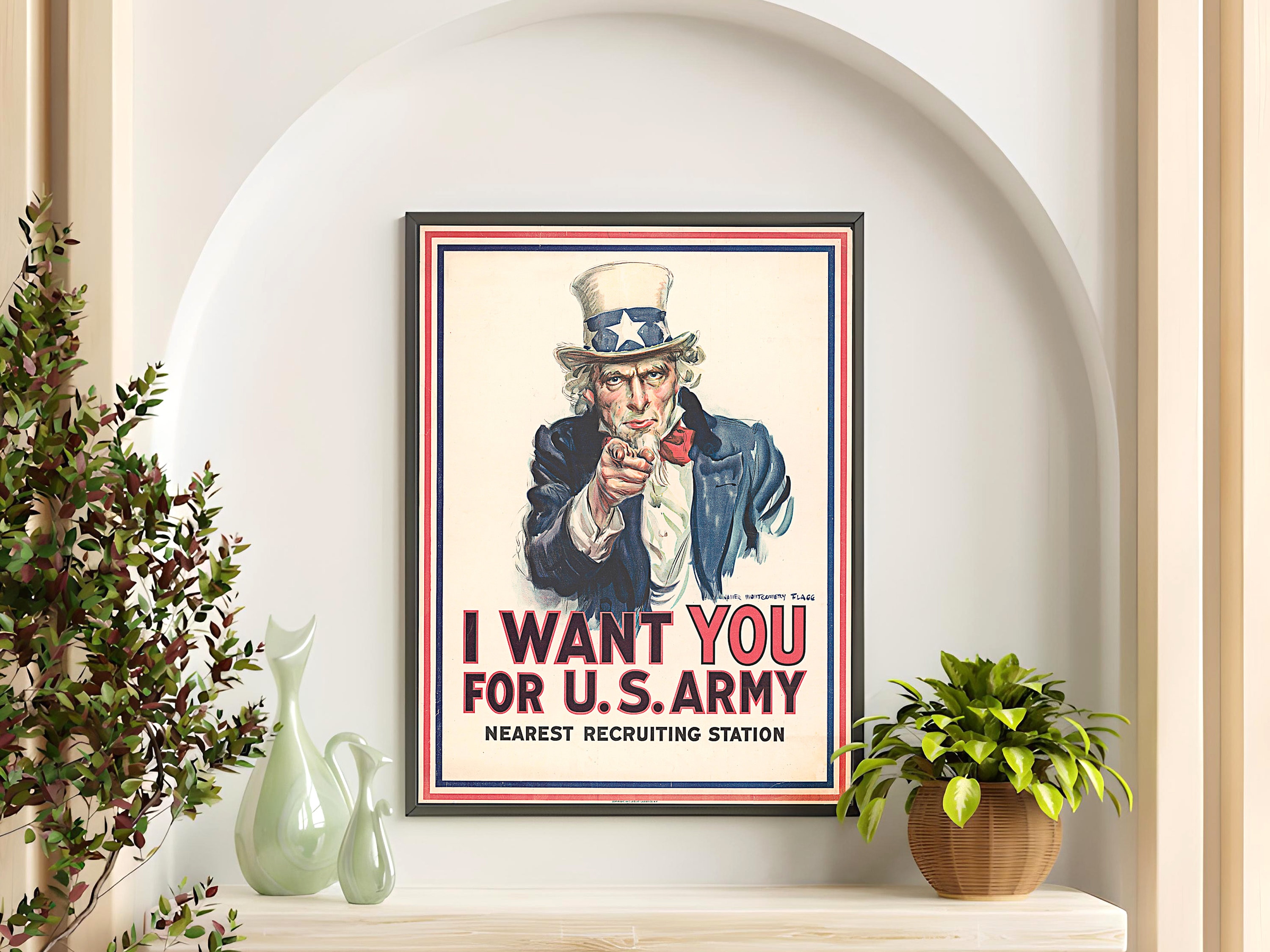 Uncle Sam Digital Print US Army Poster Drafting Wall Art Vintage ...
