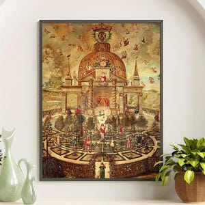 Kabbalistic Teaching Chart. 17th Century Vintage Kabbalah Painting. Art Magic. Hidden Religious Secrets. Medieval Art. Printable Digital Art