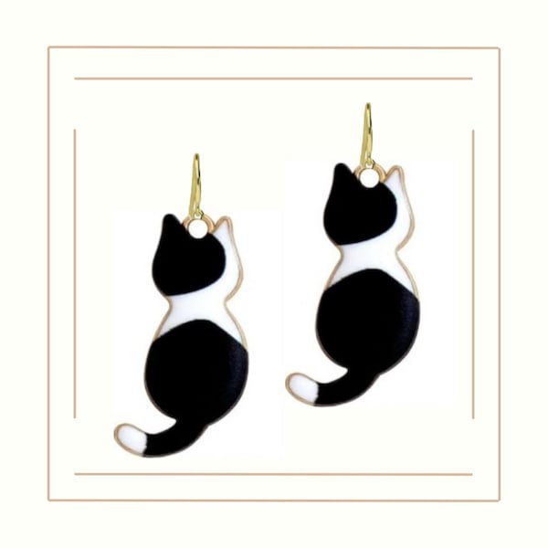 Tuxedo Cat Earrings