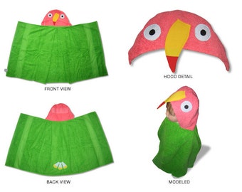 parrot hooded towel