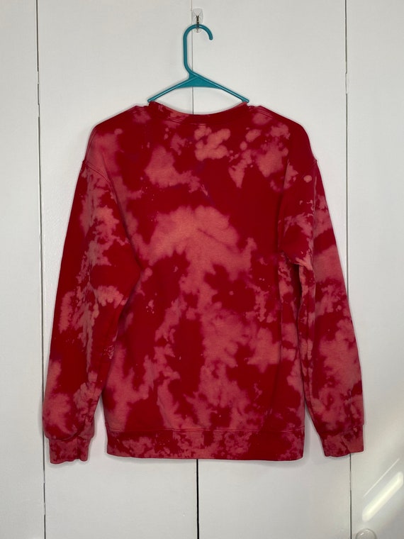 red bleach dye sweatshirt