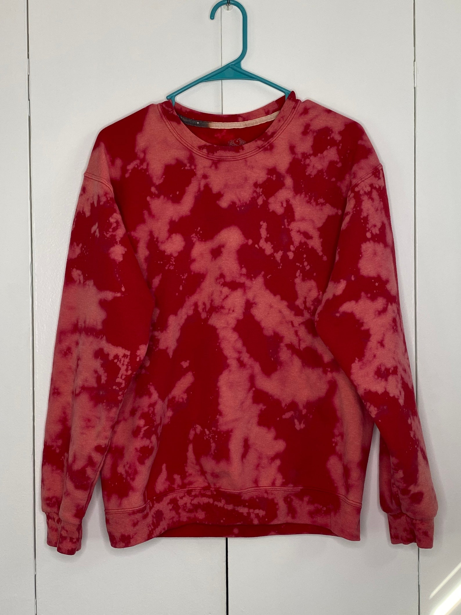 bleach tie dye red sweatshirt