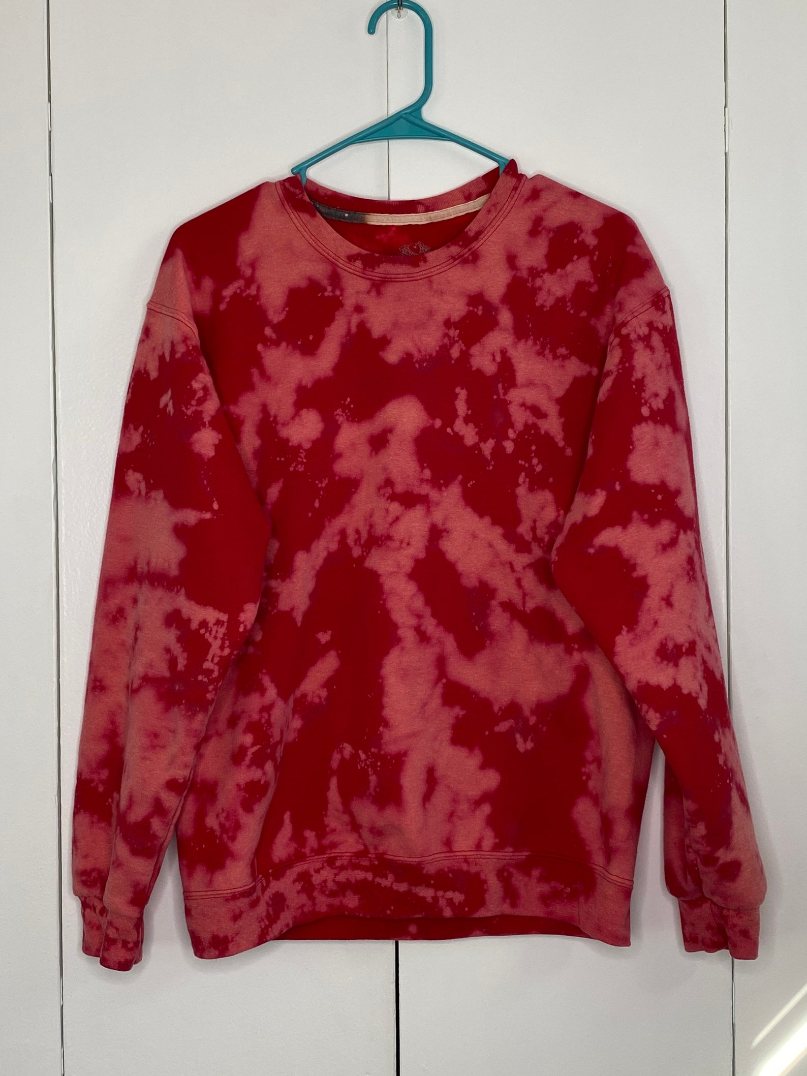 Red Bleach Dye Crewneck Sweatshirt Size Medium - Etsy