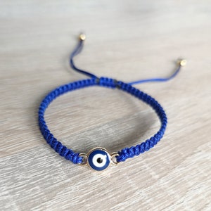 Blaues Armband mit bösem Blick, griechisches Armband mit bösem Blick, Nazar-Armband, blaues türkisches Armband mit bösem Blick, Schutzschmuck, Makramee-Armband mit bösem Blick