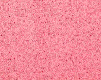 Pink Swirl Cotton Calico Fabric, Sold by the 1/2 yard, 100% Quilting Cotton, Apparel  and Craft Fabric