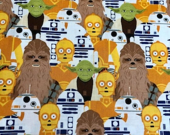 Star Wars Fall Fabric, Chewbacca, R2D2, Yoda, Sold by the 1/2 Yard, 100% Cotton, Quilting Cotton, Apparel, and Craft Fabric