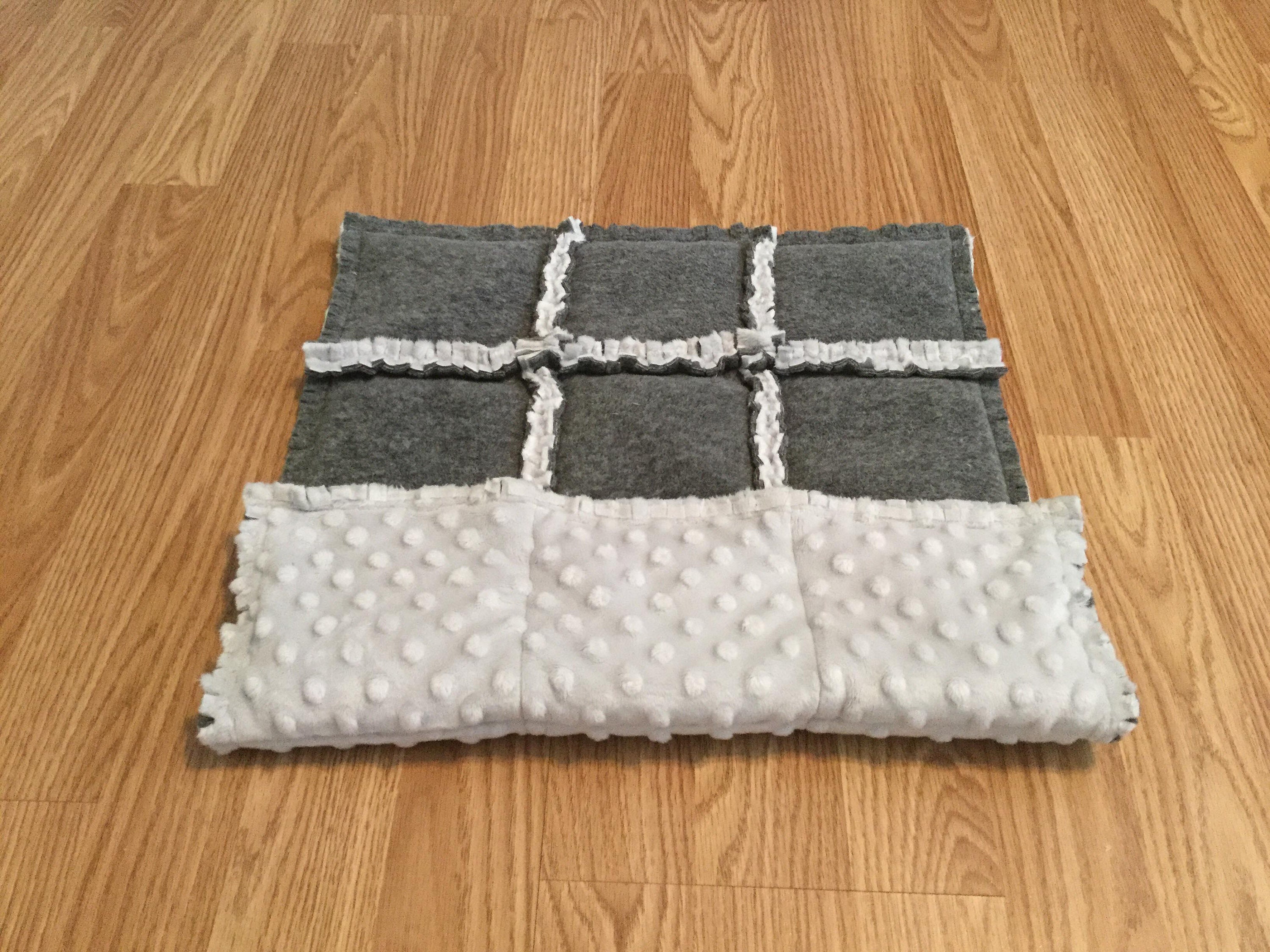 Ready To Ship, Rag Quilt Style Plush 4 lb Weighted Lap Pad, Weighted