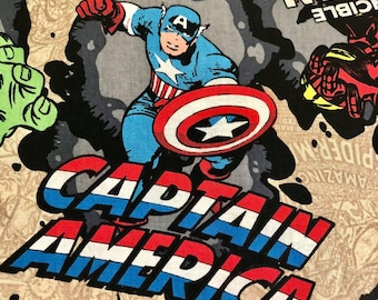 Marvel Fabric, Captain America, Hulk, Sold by the 1/2 Yard,  100% Cotton Fabric, Quilting and Craft Fabric