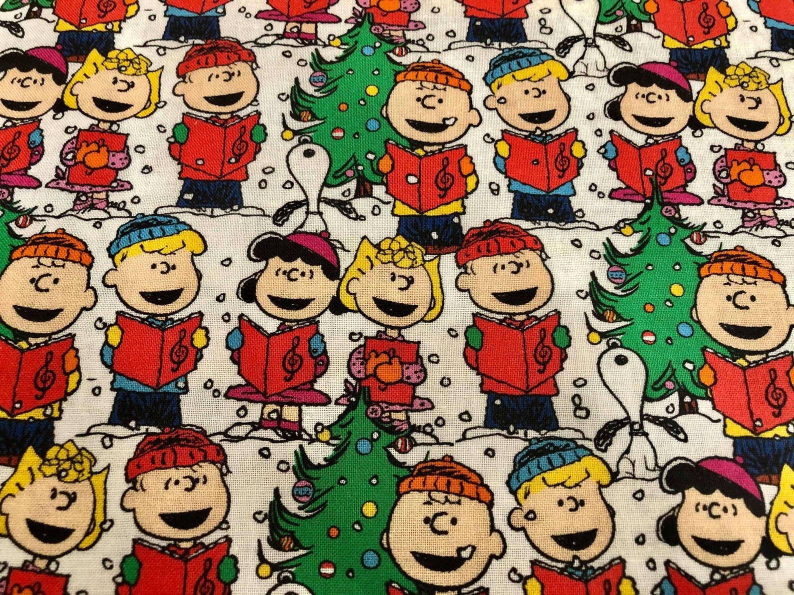 Peanuts Christmas Carol Cotton Fabric Charlie Brown Snoopy Etsy