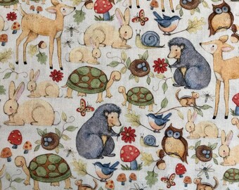 Packed Woodland Animals 100% Cotton Fabric Collection By Susan Winget, Sold by the 1/2 Yard, Quilting, Apparel and Craft Cotton.