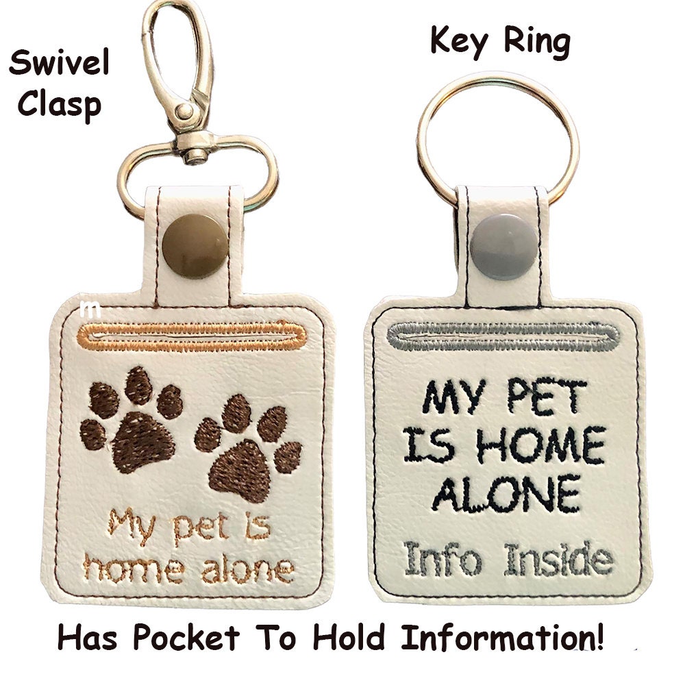 Pet Home Alone Key Chain Pet Lovers Marine Vinyl Key Fob Etsy