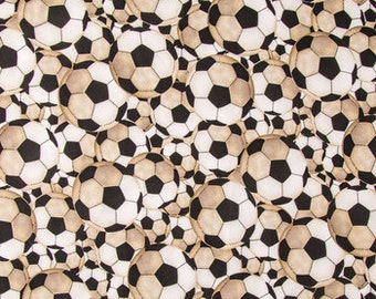 Soccer Balls Cotton Fabric, Sold by the  1/2 yard,  100% Cotton Calico Fabric, Quilting, Craft Fabric,