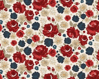 Red Rose Fabric | Etsy