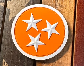 Round Tennessee Orange Tri-Star PVC Morale Patch