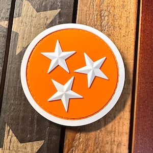 Round Tennessee Orange Tri-Star PVC Morale Patch