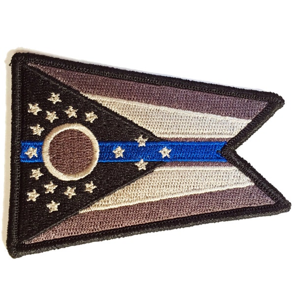 Subdued Thin Blue Line OHIO State Flag Patch for Law Enforcement