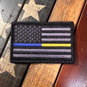 Subdued Thin Blue Line Thin Yellow/Gold Line American Flag Patch