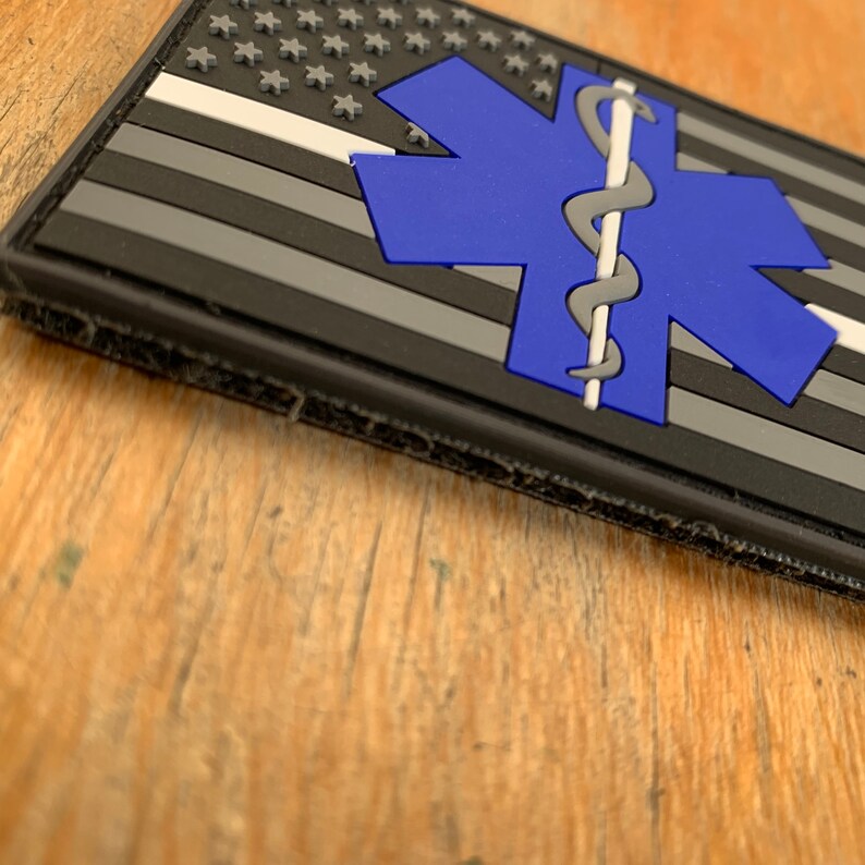 Blue Line US American Flag PVC Patch – Police / SWAT / NYPD / CHP / PMO – 810