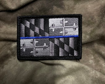 Subdued Thin Blue Line MARYLAND State Flag Patch for Law Enforcement