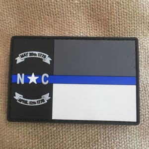 Subdued Thin Blue Line North Carolina State Flag PVC Patch