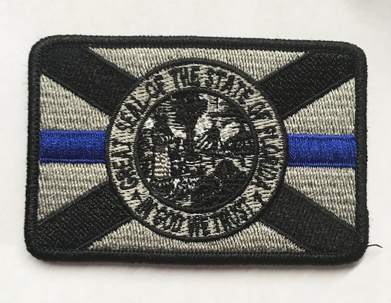 Subdued Thin Blue Line FLORIDA State Flag PVC Patch 