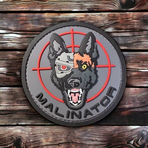 Malinois &quot;Malinator&quot; K9 Gray Morale PVC Patch