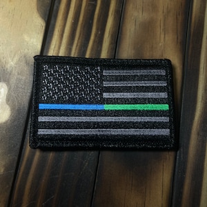 Subdued Thin Blue Line Thin Green Line American Flag Patch