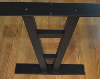 V Pedestal Metal Table Legs Custom Table Legs for Dining Room Table and Entry Way Table, Black 2" Aluminum, Set of two (2)