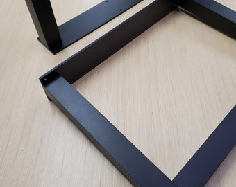 U Shaped Metal Table Legs Custom Table Legs for Dining Room Table and Entry Way Table, Black 2" Aluminum, Set of two (2)