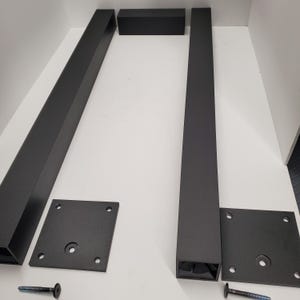 Patas de mesa de aluminio en forma de U: tubo cuadrado de 3,8 cm (1,5"), metal negro moderno, juego de 2 imagen 6