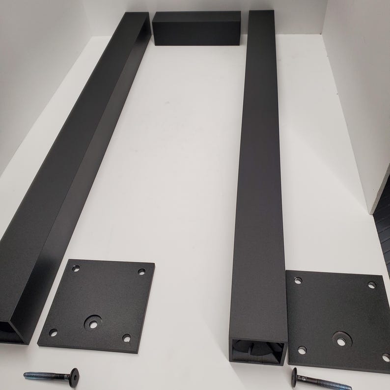Patas de mesa de aluminio en forma de U: tubo cuadrado de 3,8 cm (1,5"), metal negro moderno, juego de 2 imagen 6