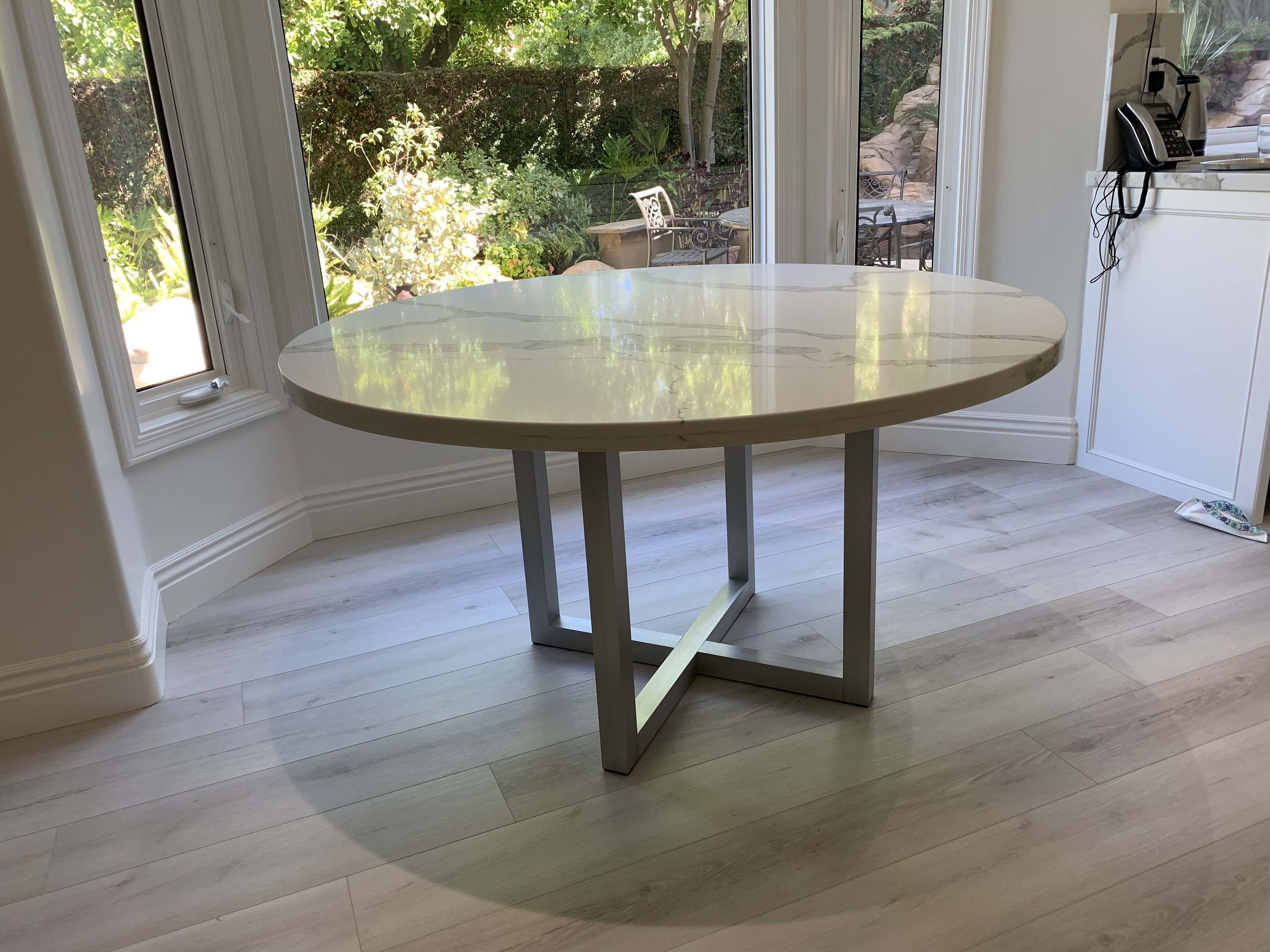 Metal Table Legs for Round Table, 2 Square, Angled Frame Leg Pedestal Base, Natural Aluminum Legs