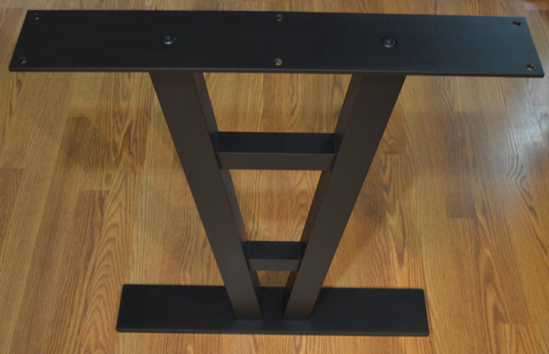 V Pedestal Metal Table Legs Black 2 Aluminum Set of Etsy