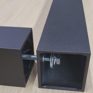 Patas de mesa de aluminio en forma de U: tubo cuadrado de 3,8 cm (1,5"), metal negro moderno, juego de 2 imagen 7