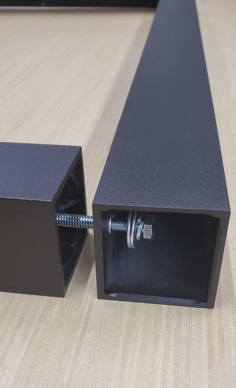 Patas de mesa de aluminio en forma de U: tubo cuadrado de 3,8 cm (1,5"), metal negro moderno, juego de 2 imagen 7