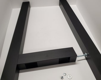 DIY A Shaped Metal Table Legs Custom Table Legs for Dining Room Table and Entry Way Table, Black 2" Aluminum, Set of two (2)