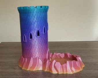 EXTRA LARGE Rainbow Castle Dice Tower, 3D Printed