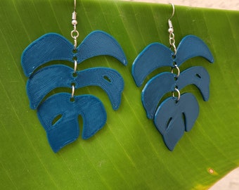 3D Printed Monstera Leaf Earrings: Statement Floral Jewelry