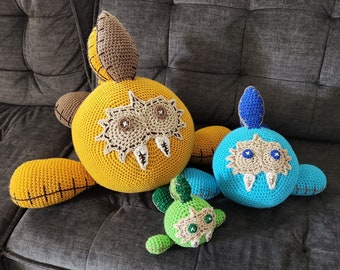 Set of 3 Sand Seal Plushies - Extra Large, Medium, and Small, Legend of Zelda: Breath of the Wild Crochet Stuffed Animals Throw Pillows