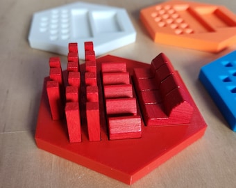Settlers of Catan 3D Printed Game Piece Organizers for Base Game, Chit Holder Trays - Set of 4 or 6