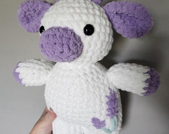 EXTRA LARGE Cow Plushie, Farm Animal Crochet Stuffed Animal