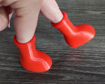 Mini 3D Printed MSCHF Big Red Boots, Anime Astro Boy Barbie Boots Fidget, High Fashion Finger Shoes, 1 Pair