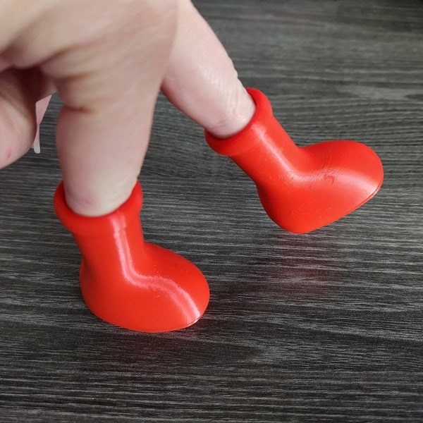 Mini 3D Printed MSCHF Big Red Boots, Anime Astro Boy Barbie Boots Fidget, High Fashion Finger Shoes, 1 Pair