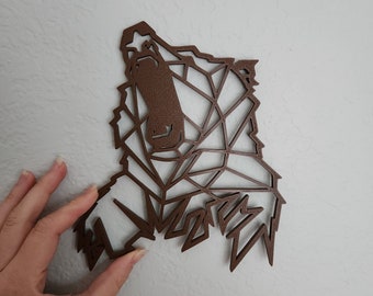 3D Printed Geometric Bear Silhouette, Bear Outline Cameo Wall Art