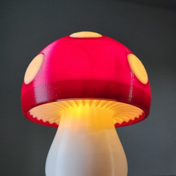 Mushroom Lamp, 3D Printed Desk Table Night Light, Forest Nature Accent Lamp, Novelty Mood Light, Gamer Accessory